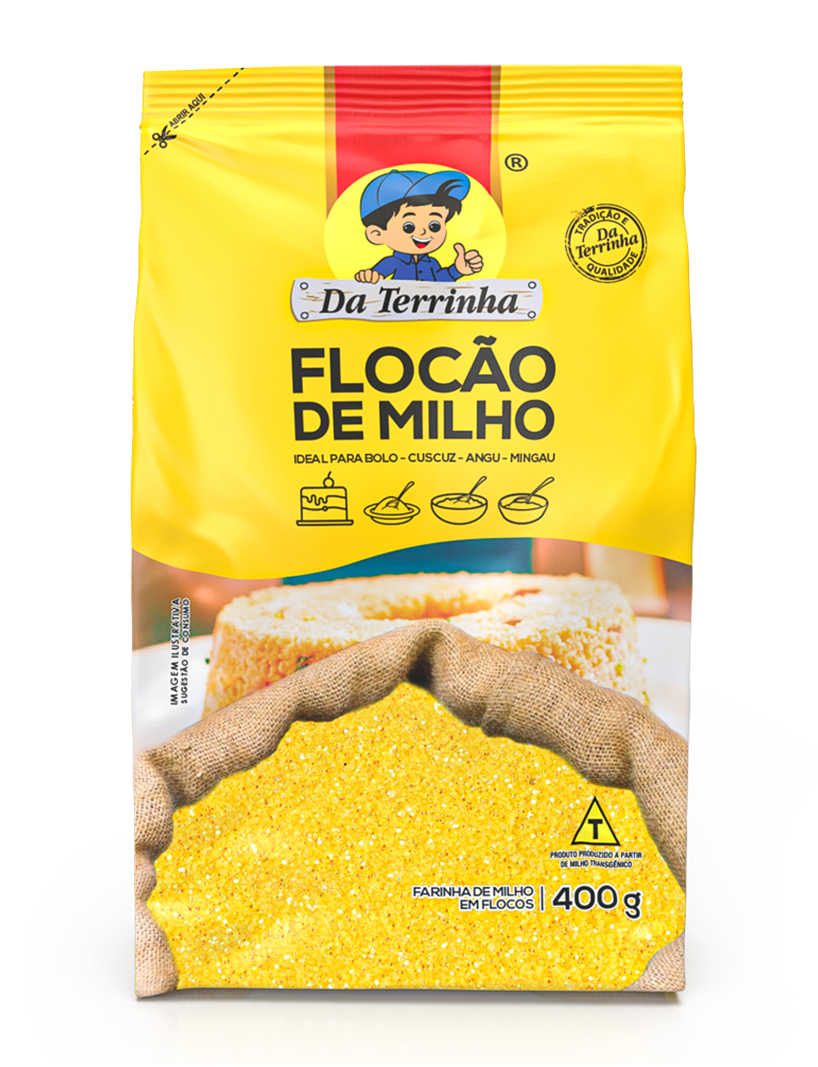 Embalagem do Flocão de Milho Da Terrinha de 400 g